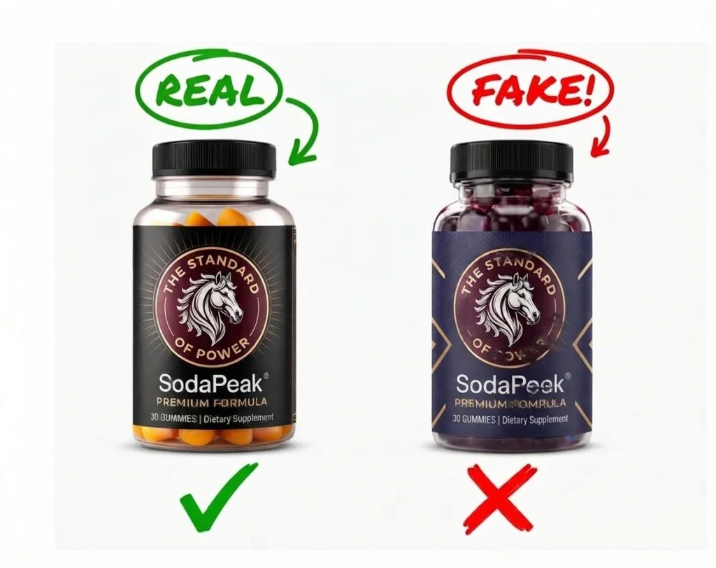Comparison between real and fake SodaPeak bottles