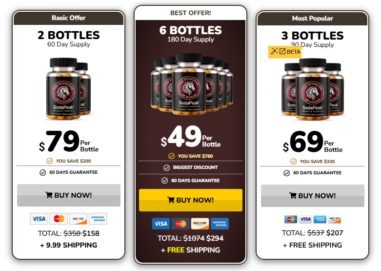 SodaPeak two, three, and six bottle package prices